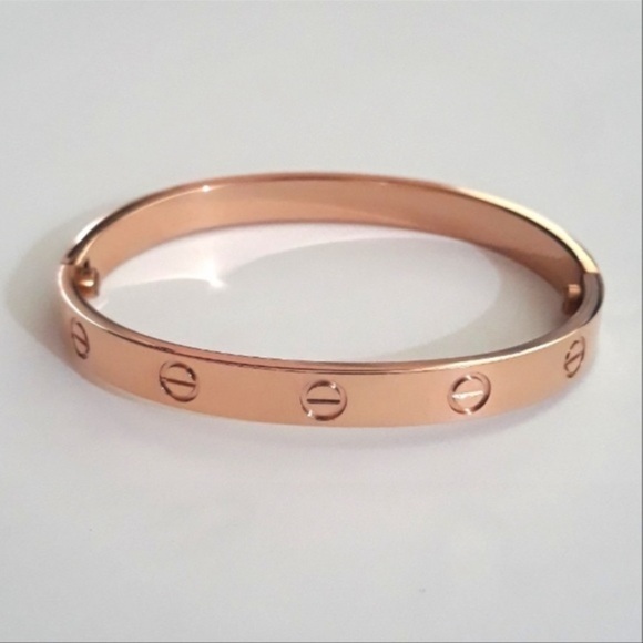 Rose Gold Stainless Steel Screw Cuff Bangle LOVE Bracelet with Screwdriver - Picture 2 of 8